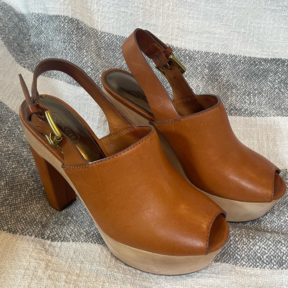 Coach Petrina leather platform clogs